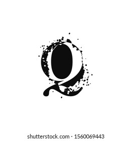 Q Letter Splatter logo.  Abstract Design concept black splash  with hidden letter Q logo icon for initial, company identity and more brands.
