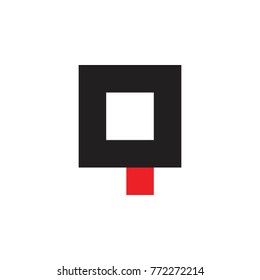 Q letter square logo design vector black and red