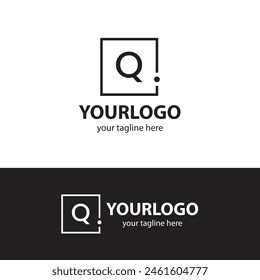 Q. letter Square Outlined Monogram vector black and white logo 