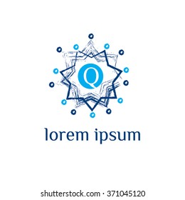 Q letter in star shape vector logo template (sign, symbol, emblem, ornament)