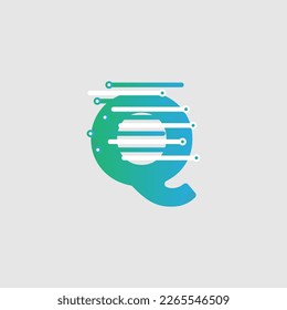 Q letter Tech Logo design template for a tech company. Vector design