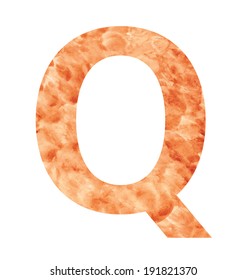 q letter with texura shaped brown earth or stone