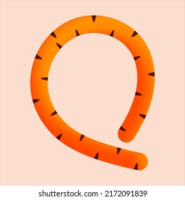 Q letter tiger tail design. Vector animal, wildlife isolated font for logo, app logo, wild life concept, animal poster headlines and more