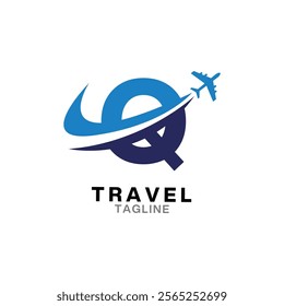 Q letter Travel Logo Icon, Summer travel logo icon template, Travel agency logo template.