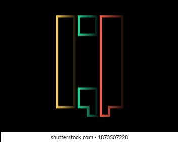 Diseño vectorial de letras Q, logotipo de tipos de letra. Color rojo, verde, amarillo sobre fondo negro. Para medios sociales, elementos de diseño, afiches creativos, plantillas web y más