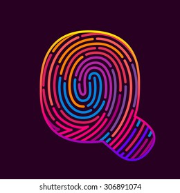 Q letter Vector fingerprint design template