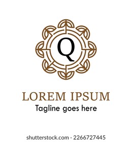 q Letter Vector Logo design with Abstract mandala flower swirl icon vector design