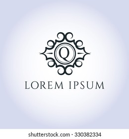 Q letter vector logo template (sign, symbol, emblem, ornament)