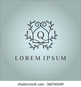 Q letter vector logo template (sign, symbol, emblem, ornament)