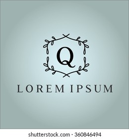 Q letter vector logo template (sign, symbol, emblem, ornament)