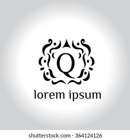 Q letter vector logo template (sign, symbol, emblem, ornament)