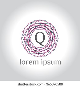 Q letter vector logo template (sign, symbol, emblem, ornament). Minimal line letter initial N logo. Abstract and elegant shape font sign. logotype vector design template for  branding.