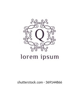 Q letter vector logo template (sign, symbol, emblem, ornament)
