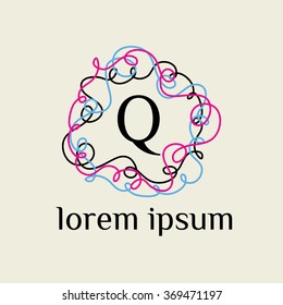 Q letter vector logo template (sign, symbol, emblem, ornament)