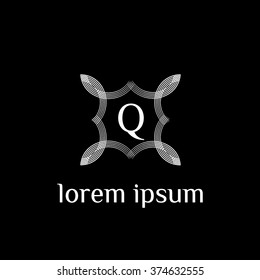 Q letter vector logo template (sign, symbol, emblem, ornament)