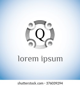 Q letter vector logo template (sign, symbol, emblem, ornament)