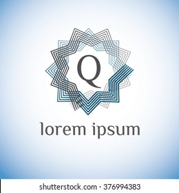 Q letter vector logo template (sign, symbol, emblem, ornament)