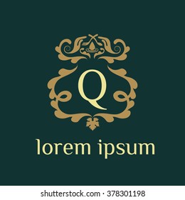 Q letter vector logo template (sign, symbol, emblem, ornament)