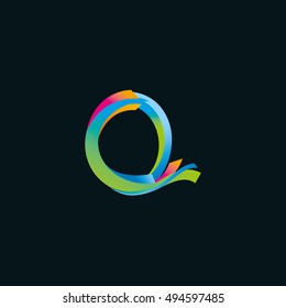Q letter vector logo template ( sign, symbol, emblem, design element). Color letter of the alphabet illustration