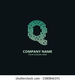 Q letter vector template logo. Stripes Design Inspiration. Colorful logo for your company. Emblem. Creative Symbol. Logotype. Modern style