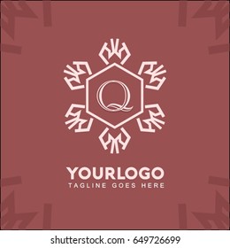 Q letter vintage monogram set logo. Vector emblem for calligraphic luxury design and retro ornamental illustration.