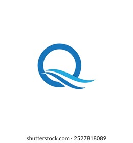 Q letter water wave logo vector