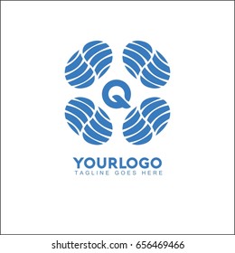 Q Letter Water Wave symbol and icon Logo Template vector