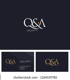 Q & A letters Joint logo icon and Business card vector template.