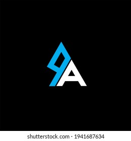 Q A letters logo. Creative design on black color background. qa icon 