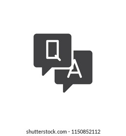 Q and A letters in speech bubble vector icon. filled flat sign for mobile concept and web design. Question and Answer simple solid icon. Symbol, logo illustration. Pixel perfect vector graphics