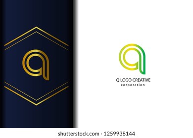 q line lowercase green yellow gold design of alphabet letter with gradient color suitable as a logo for a company or business slogan - Vector