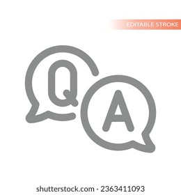 Q and A line vector bubble. Faq, questions and answers outline symbol.