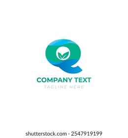q Logo abstract Design Vibrant and Ecofriendly with leaf water and sky