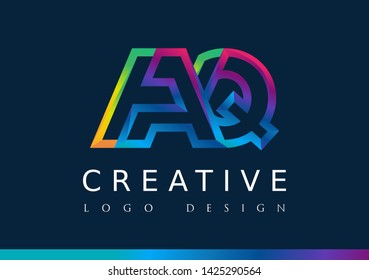 A Q  Logo. AQ Letter Design Vector with Magenta blue and green yellow color.