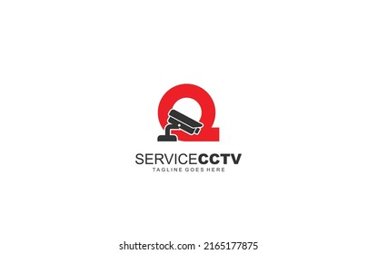 Q logo cctv for identity. security template vector illustration for your brand.