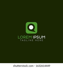 Q logo with chat bot or message icon with green color 