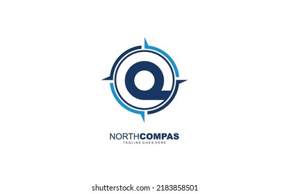 Q logo compass for branding company. arrow template vector illustration for your brand.