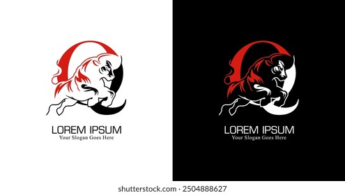Q logo design combined with bison