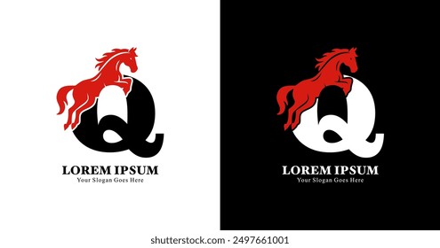 Q logo design combined with horse