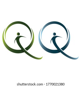 Q Logo Design. Q Human Speed Logo. Letter Q Logo. Q Letter Logo Vector Icon Symbol Template