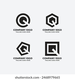 Q logo design letter flat