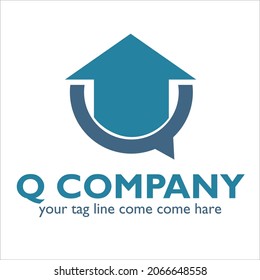 Diseño del logotipo de Q sobre el tema inmobiliario y hipotecario