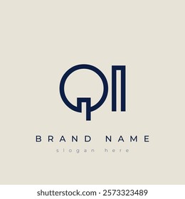 Q and I logo design. QI abstract Letters Logo Monogram. This logo design is the process of creating a visual symbol that represents a brand, company, or individual.