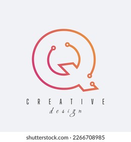 Q logo design Technology line letter symbol Gradient color style. Vector illustration