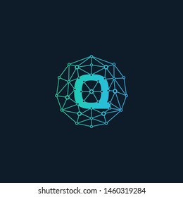 Q Logo Design Template. technology logo. digital logo - Vector 