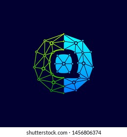 Q logo design template,Circle with connected lines for brand of smart contract block symbol. technology digital logo - Vector - Vector
