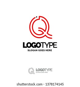 Q Logo. Digital Logo template. Black and Red Logo template, Technology Brand Name Design. Creative Symbol Place for Tagline/slogan. Elegant Logo Design Template