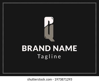 Q Logo With Elegant curved line, Q Letter Design Vector Illustration Modern Monogram Icon, Beautiful Logotype design for luxury company branding, identity design in Black and off white.