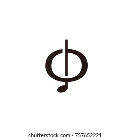 Q logo font with music flat vector template