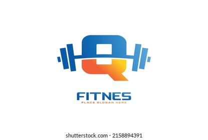 Q logo gym vector for identity company. initial letter fitness template vector illustration for your brand.